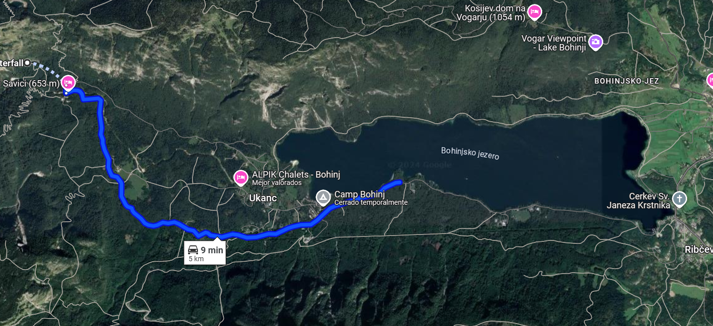 mapa lago bohinj